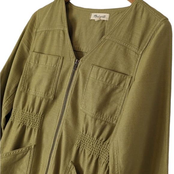 Madewell Garment Dyed Patch Pocket Coverall Utility Zip Jumpsuit Muted Olive: S - Picture 3 of 6